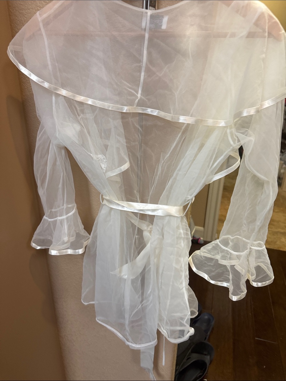 Chiffon Ruffled Sheer Robe - Cream by - Picture 4 of 6